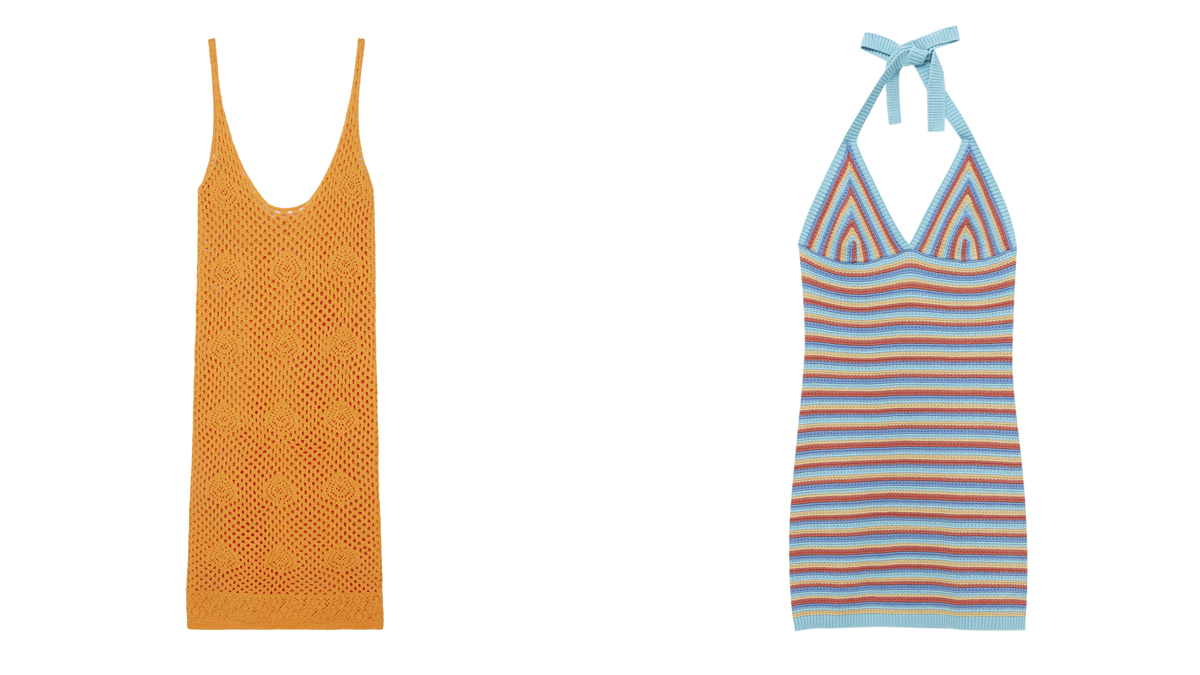 BIMBA Y LOLA Vestido naranja // PULL & BEAR Vestido de colores con escote halter