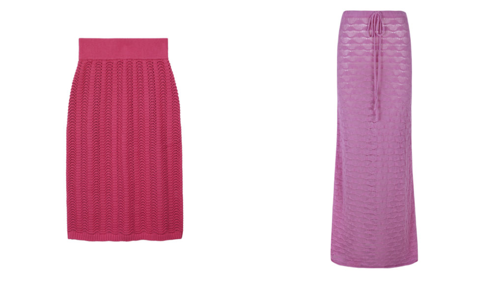 PARFOIS Falda tubo en color rosa // LEBOR GABALA Falda larga lila