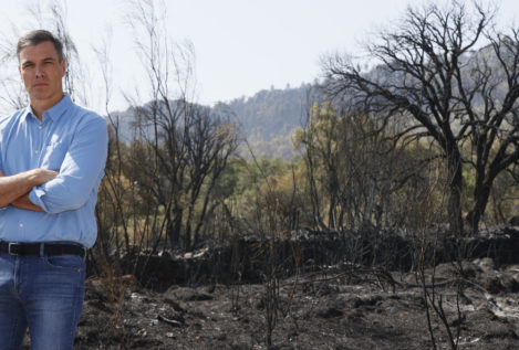 La imagen de Sánchez 'posando' en un incendio de Extremadura enciende la polémica