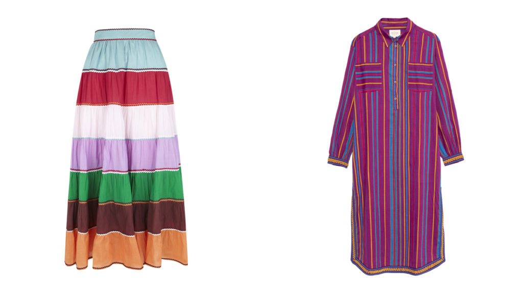 ANTIK BATIK Falda larga con franjas de colores // SÉZANE Vestido camisero de rayas