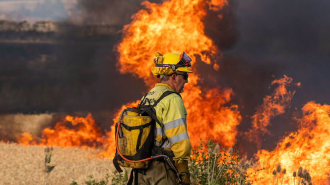Un detenido por «negligencia grave» en Burgos por el incendio causado con una cosechadora