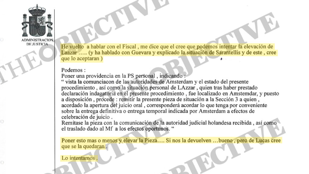 El e-mail que se coló «por error» en  una providencia dictada por el juez Pedraz que alude a la Fiscalía.