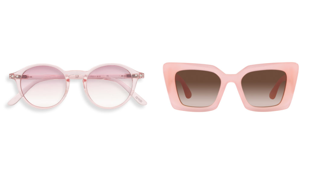 IZIPIZI Gafas semitransparentes rosas // BURBERRY Gafas de sol con montura rosa (a la venta en Sunglasses Hut)