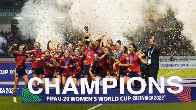 Para exponer Tarjeta postal uno La selección española femenina sub-20 se corona campeona del mundo de fútbol