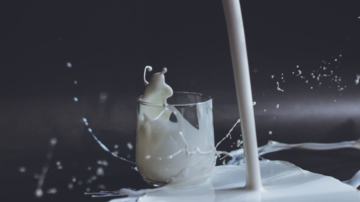 Un vaso de leche de vaca