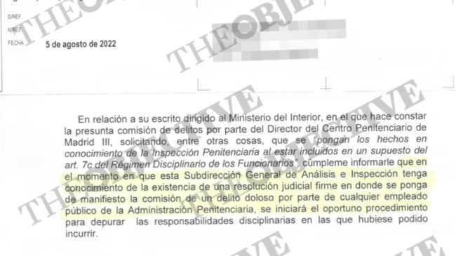 Interior rechaza apartar al director de la prisión de Valdemoro a pesar de la investigación judicial