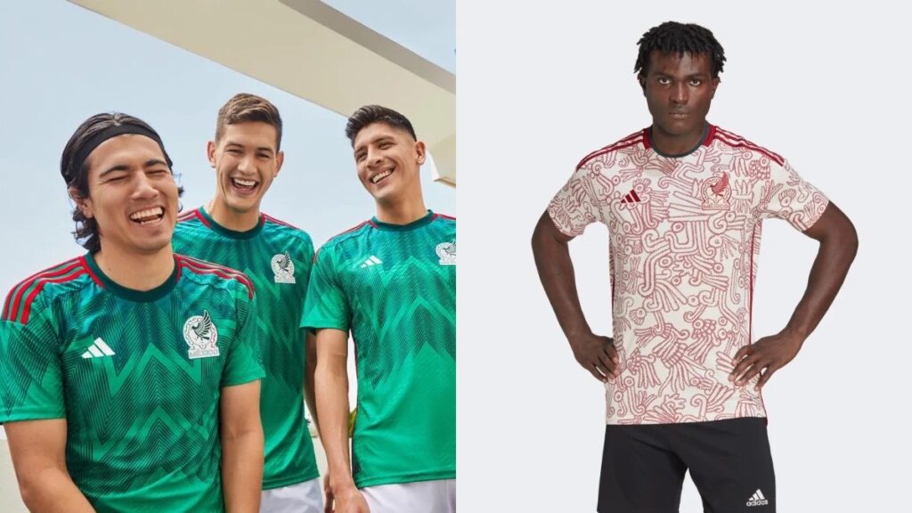 Camisetas de local y visitante de México para el Mundial de Qatar de la marca Adidas. 