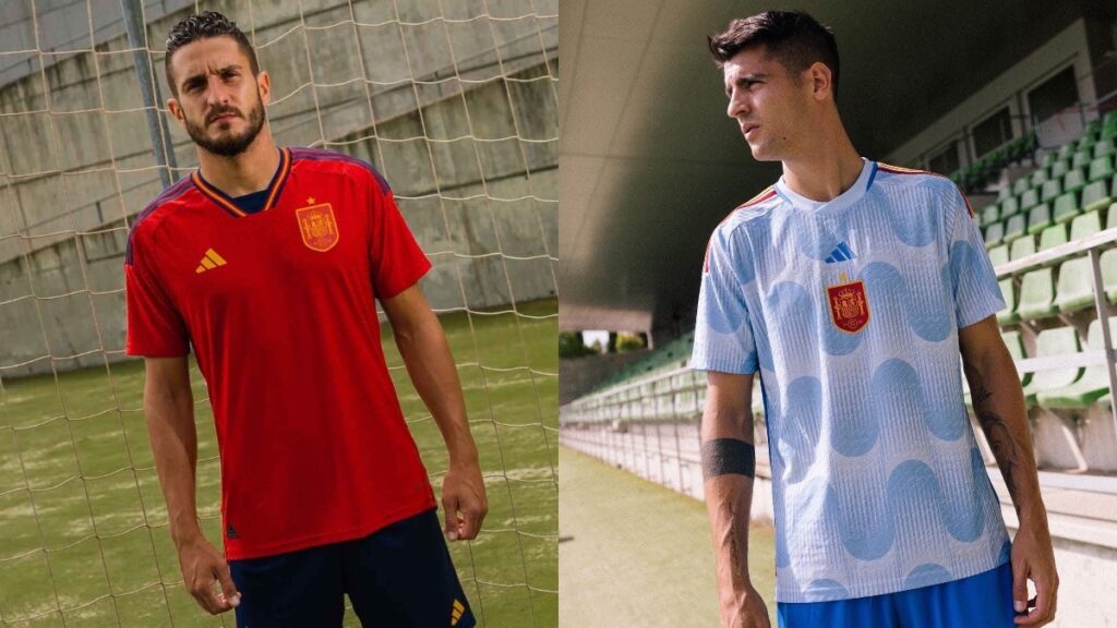 Camisetas de España para el Mundial de Qatar 2022 diseñadas por la marca Adidas.