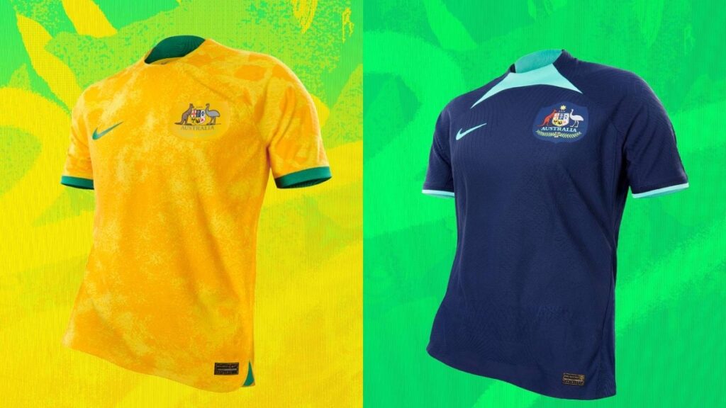 Camiseta de la selección australiana de fútbol para el Mundial de Qatar diseñadas por Nike.