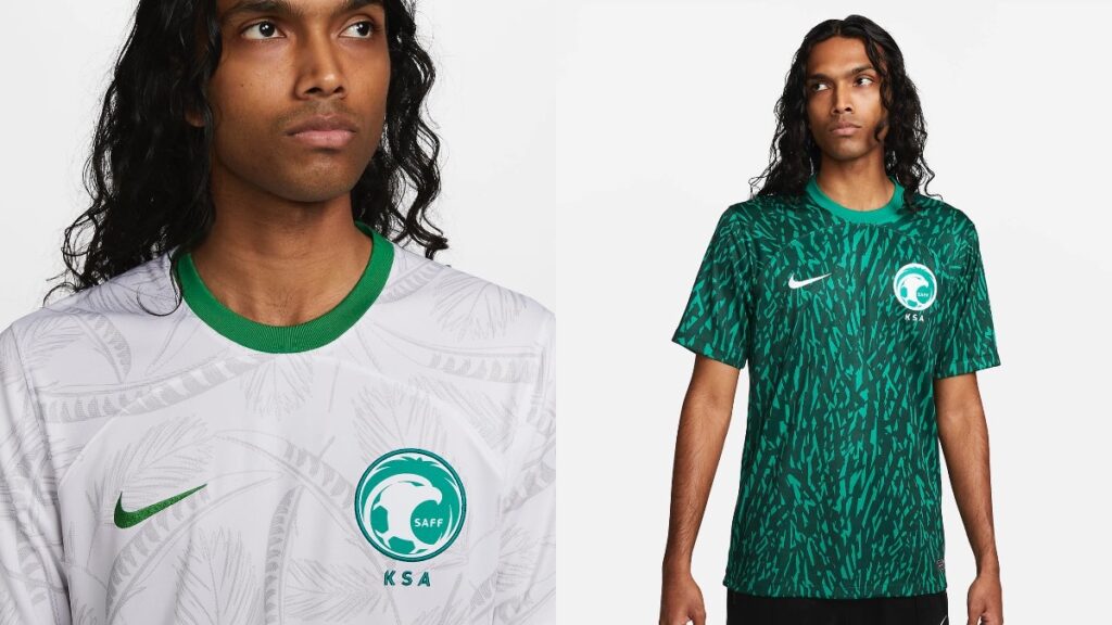 Equipaciones de Arabia Saudí para el Mundial de Qatar diseñadas por Nike. 