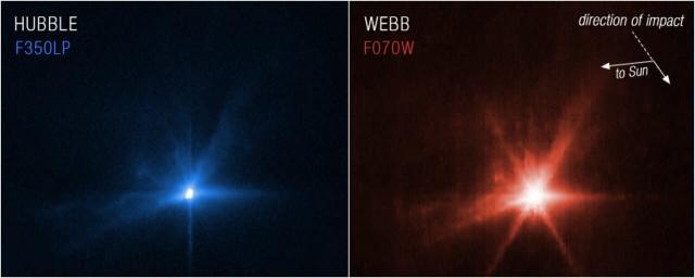 (VÍDEO) El impacto de DART contra el asteroide Dimorphos desde los ojos de los telescopios Hubble y Webb