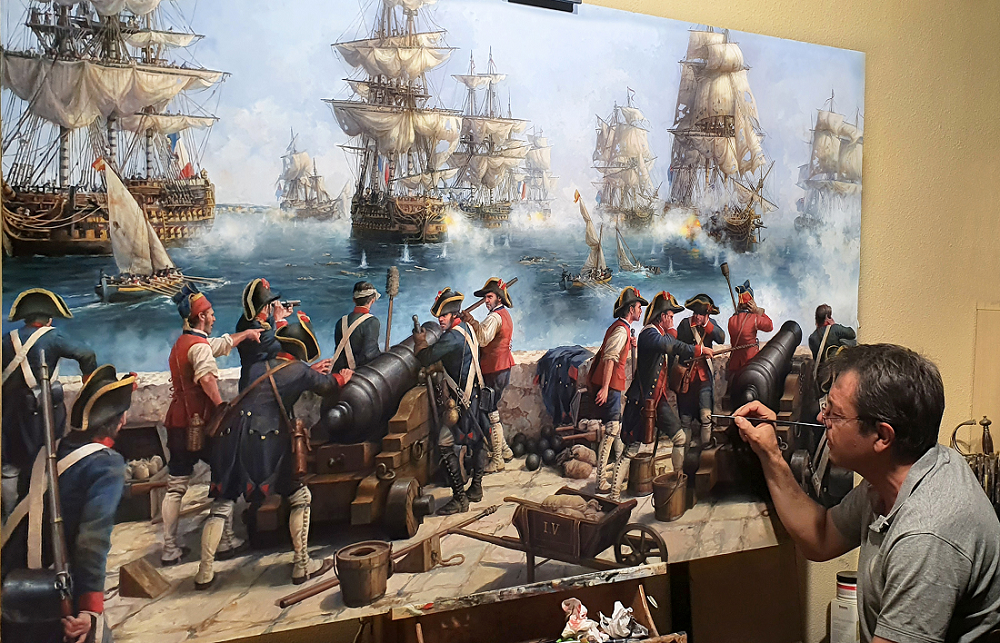 El pintor Augusto Ferrer-Dalmau presenta un cuadro sobre la batalla de Algeciras