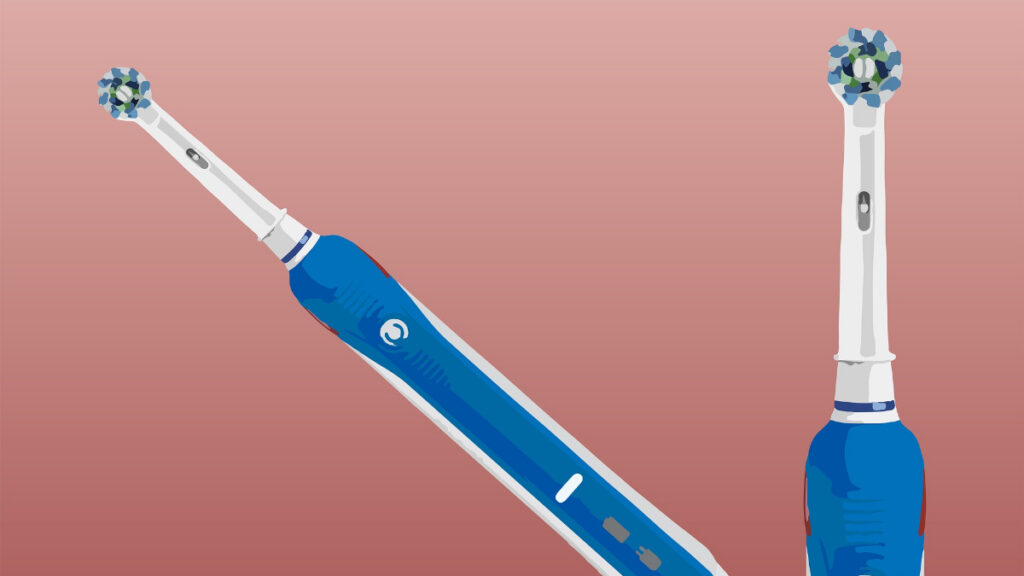 Un dibujo de un cepillo de dientes eléctrico.