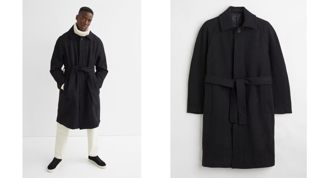 H&M Abrigo negro de estilo albornoz