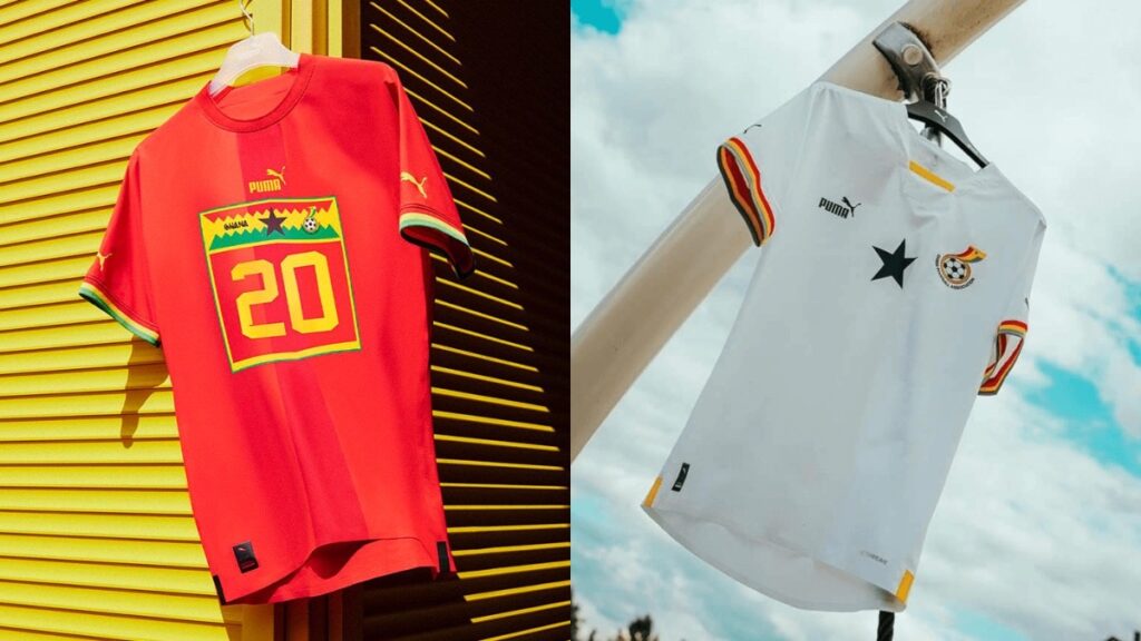Camisetas de local y visitante diseñadas por Puma para Ghana en este Mundial de Qatar 2022.