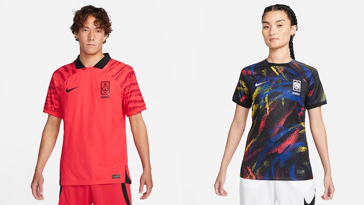 Equipaciones de Corea del Sur para el Mundial de Qatar 2022, por Nike. 