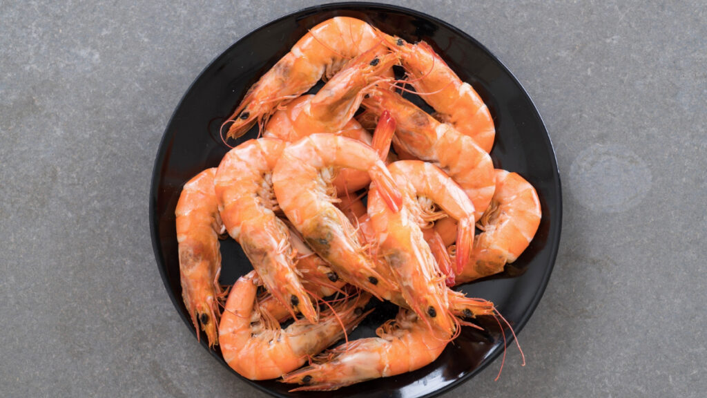 A Plate With Cooked Prawns