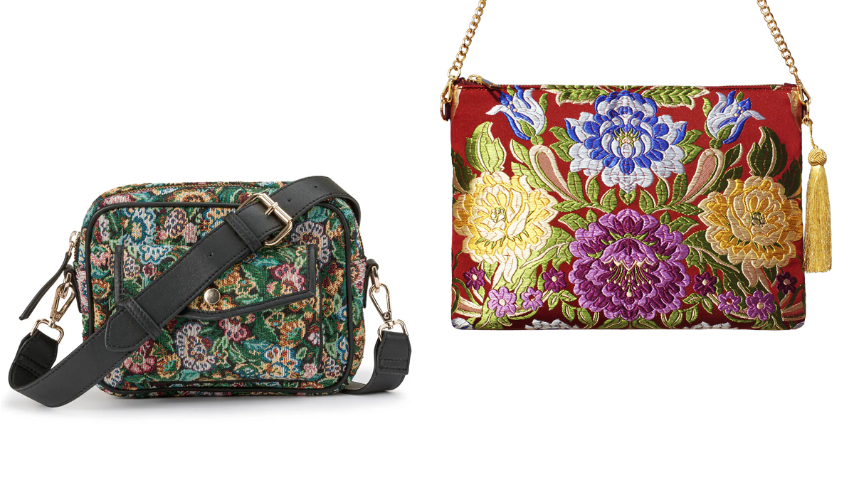 LA REDOUTE Bolso con estampado de flores // VANGUERATI Modelo rojo con flores de colores