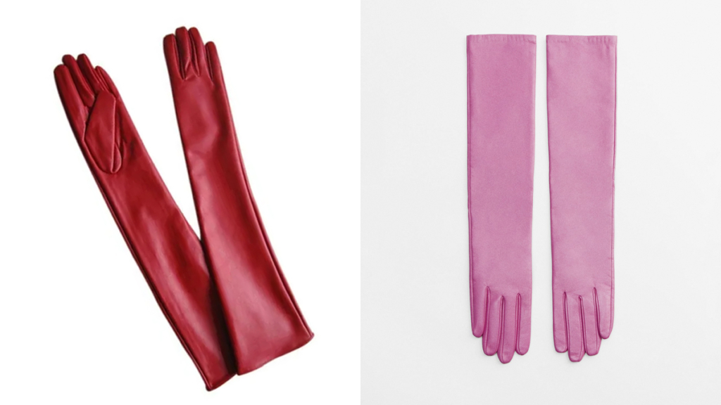 WISH Guantes largos de color rojo // ZARA Diseño en piel rosa