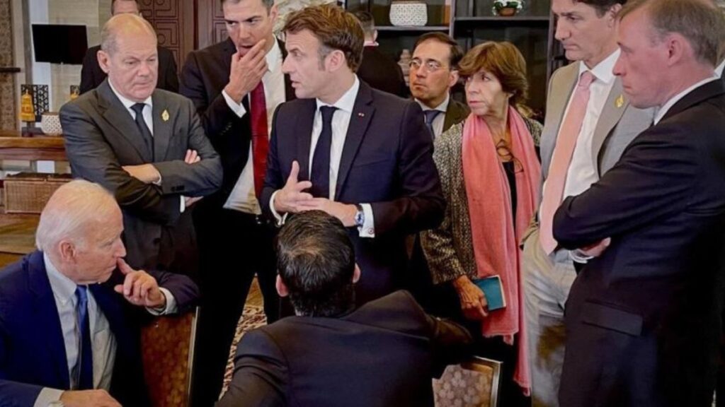 Moncloa recorta una foto del G20 para resaltar el corrillo de Sánchez con Biden