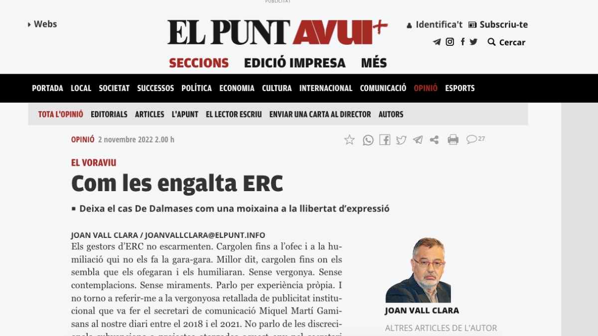 Guerra entre los medios independentistas por las subvenciones de la Generalitat