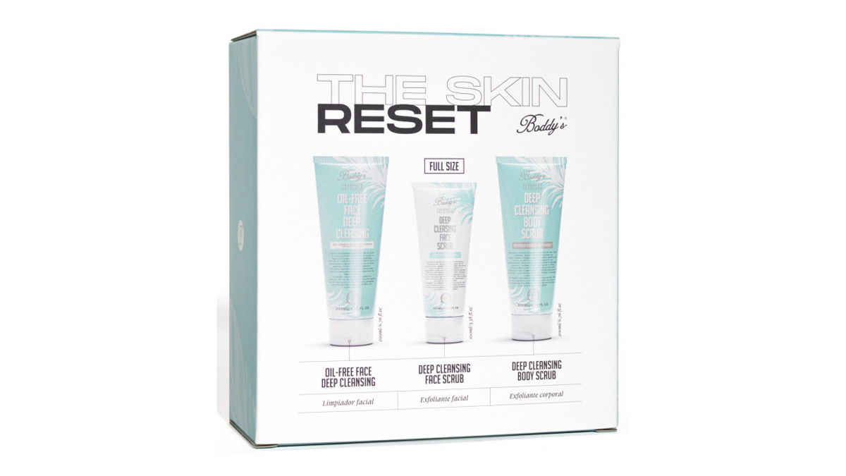 Set The Skin Reset con limpiador, y exfoliantes facial y corporal de la firma Boddy´s Pharmacy