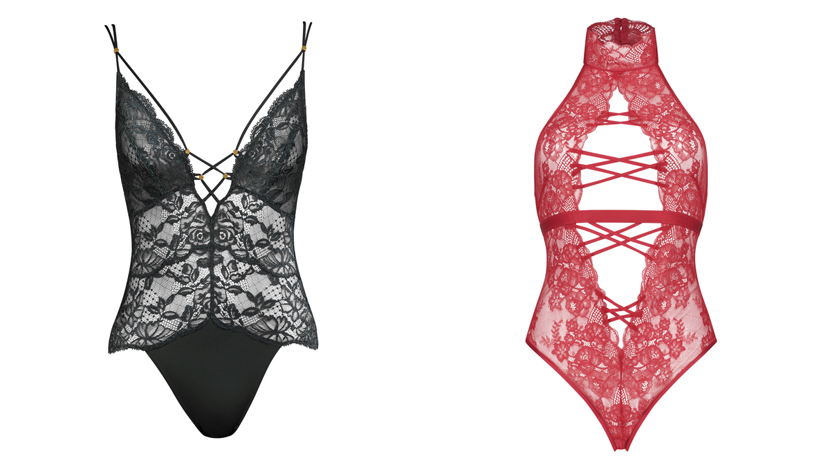 ANDRÉS SARDÁ Body negro de encaje // HUNKEMÖLLER Body rojo de escote halter