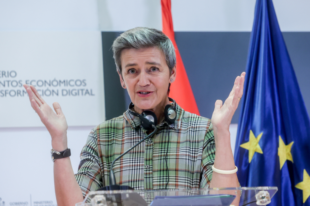 Margrethe Vestager, vicepresidenta de la Comisión Europea y comisaria de Competencia, departamento que debe decidir sobre la fusión de Orange y MásMóvil.