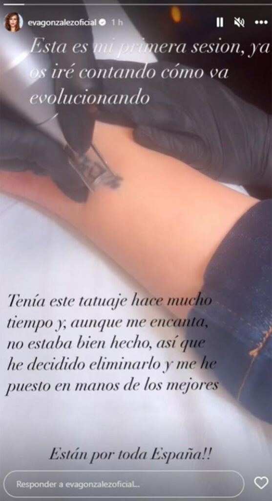 Eva González borra uno de sus tatuajes. Instagram