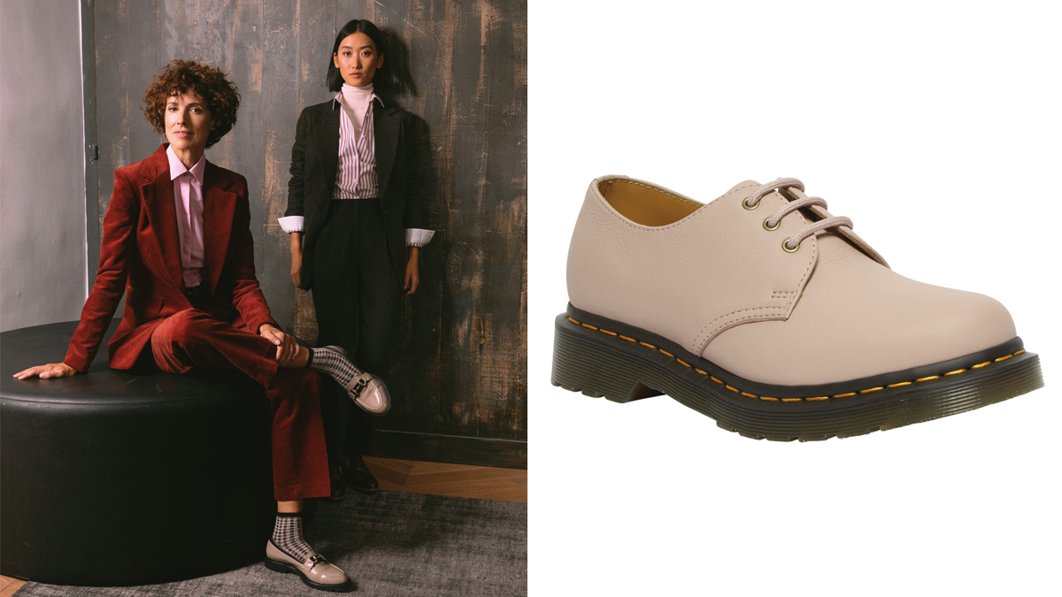 SUMISSURA Modelos con looks masculinos // DR. MARTENS Zapato acordonado en tono nude