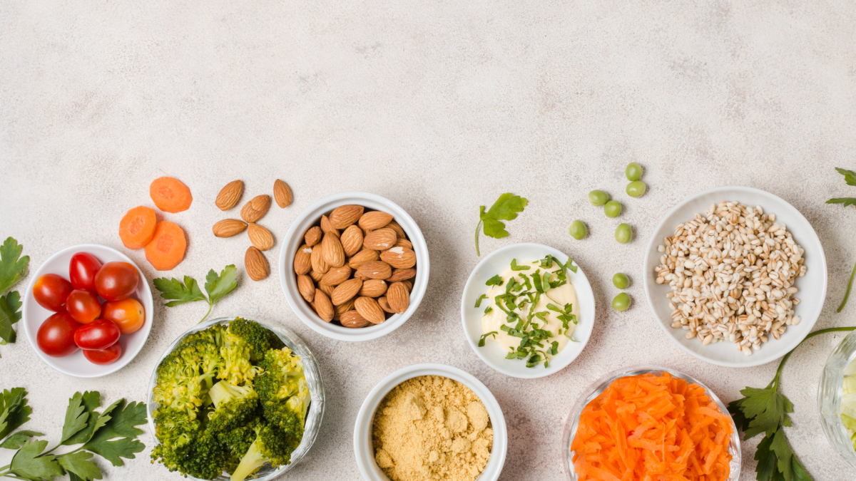 Foto cenital de distintos alimentos