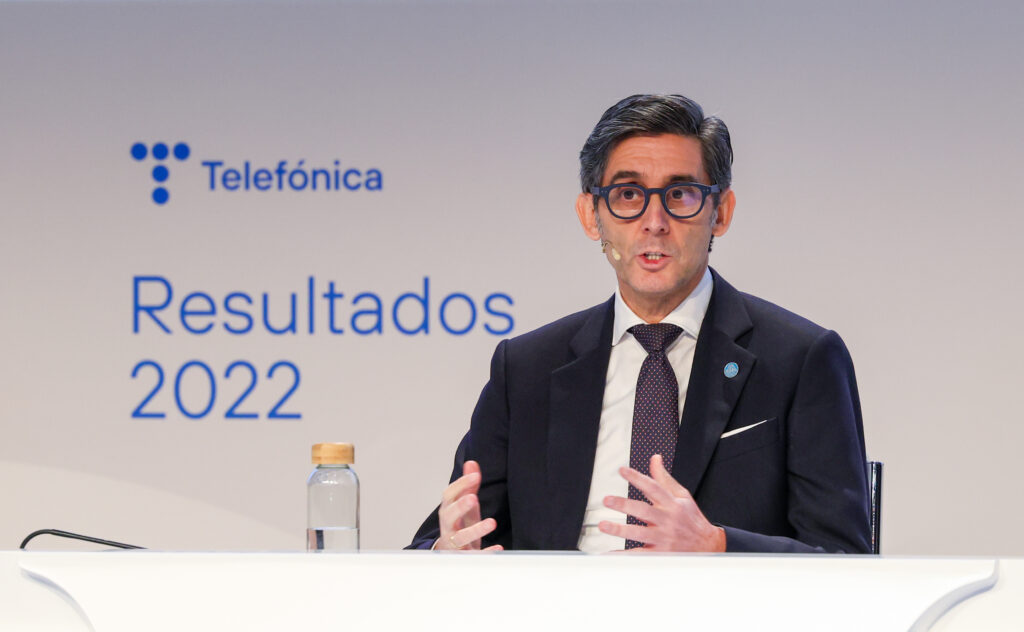 El presidente ejecutivo de Telefónica, José María Álvarez-Pallete, durante los resultados de 2022.