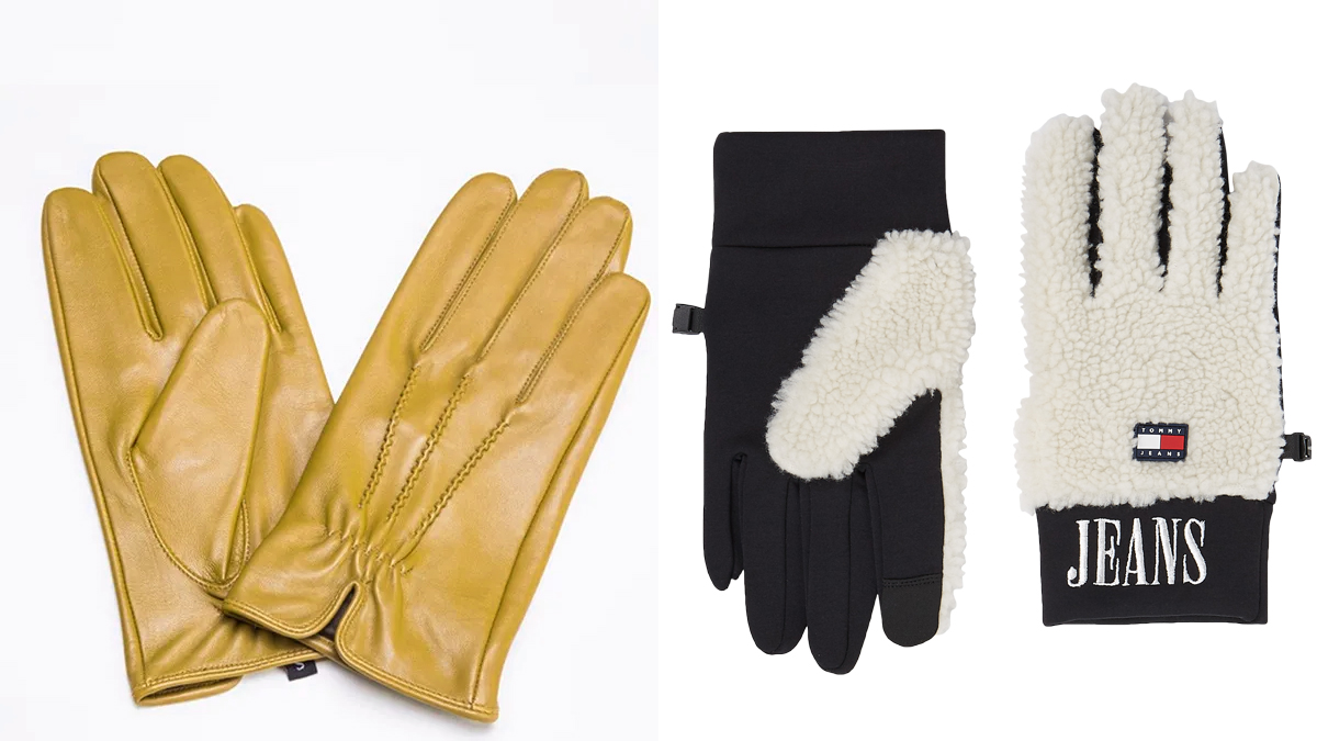 WISH Guantes de color mostaza // TOMMY HILFIGER Modelo realizado con borreguito