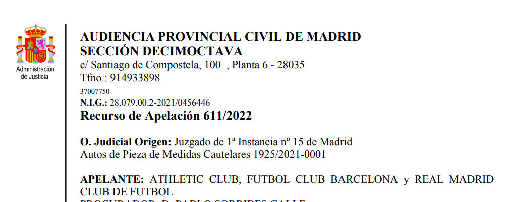 Denegadas las medidas cautelares solicitadas por Real Madrid, FC Barcelona y Athletic Club contra LaLiga Impulso