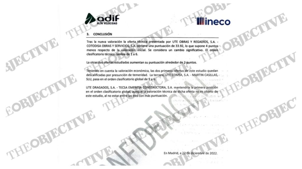 Informe externo del 'caso Adif' sobre la adjudicación del Ramal ferroviario del Bajo de la Cabezuela (Cádiz).