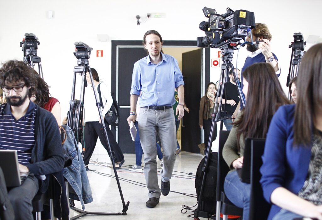 Pablo Iglesias en una rueda de prensa en 2015