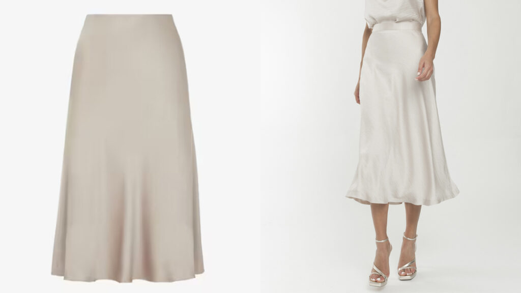 Izquierda: falda midi de satén de Fendi. (PVP: 1.200€) // Derecha: falda clara da Alba Conde. (PVP: 57€)
