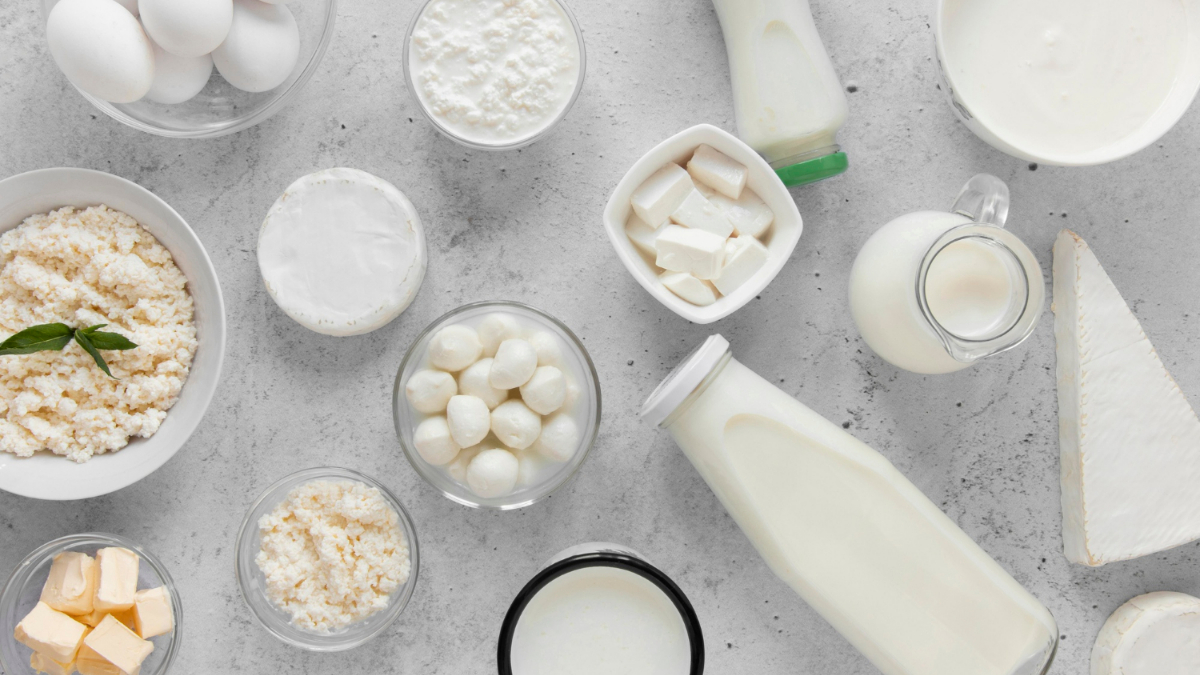 Distintos productos lácteos ricos en calcio