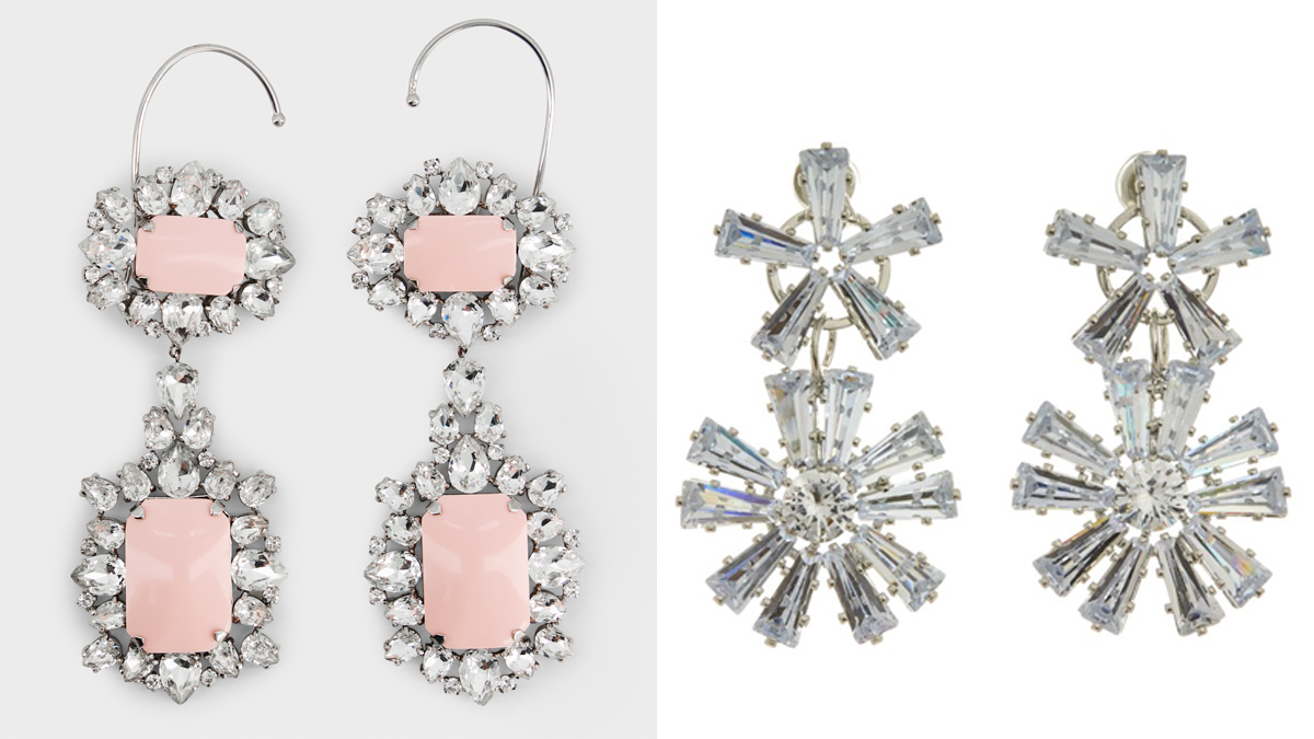 Izquierda: pendientes con brillantes de Giambattista Valli. (PVP: 495€) // Derecha: pendientes con formas de flores low cost de Alexah. (PVP: 22€)