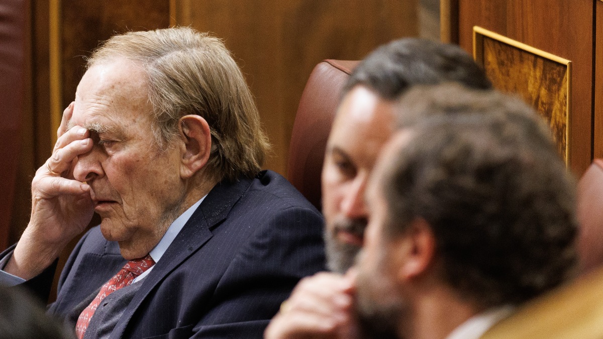 El candidato a la moción de censura, Ramón Tamames, durante el acto en el Congreso