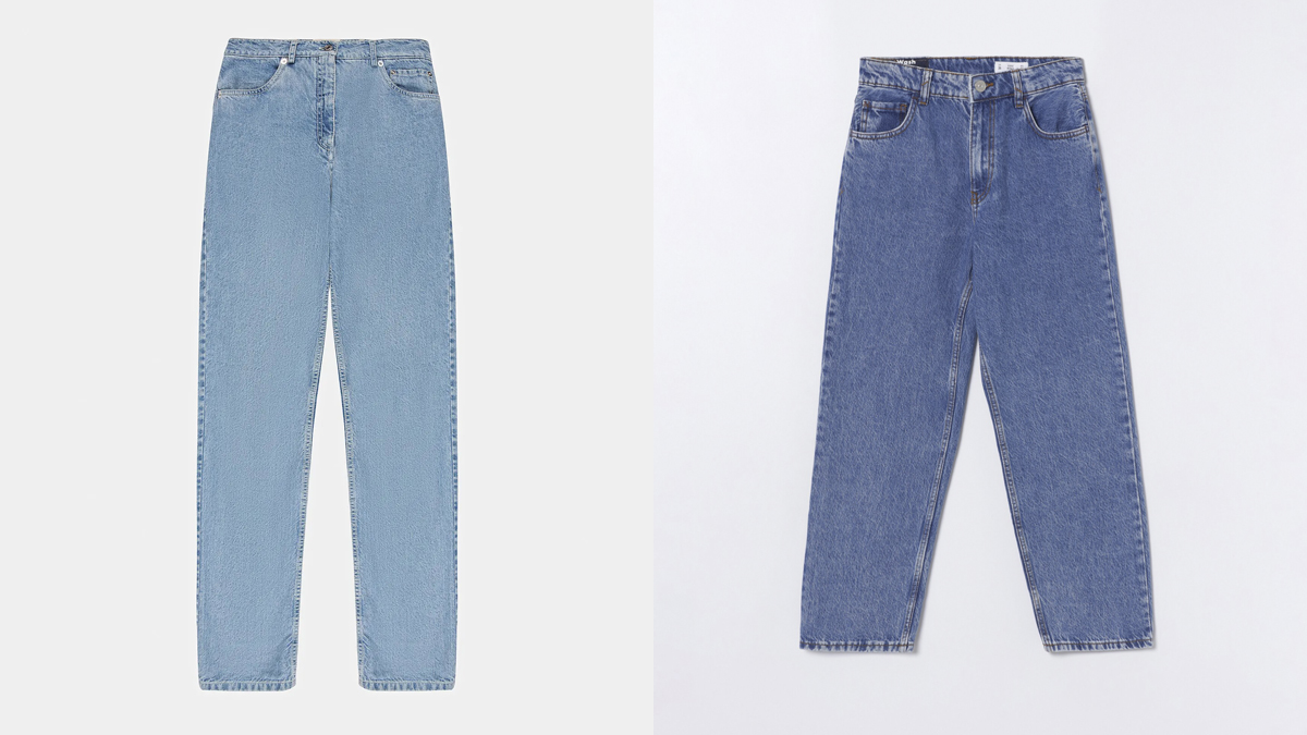 Izquierda: vaqueros azul claro de Bally. (PVP: 550€) // Derecha: pantalones denim low cost de Lefties. (PVP: 22,99€)