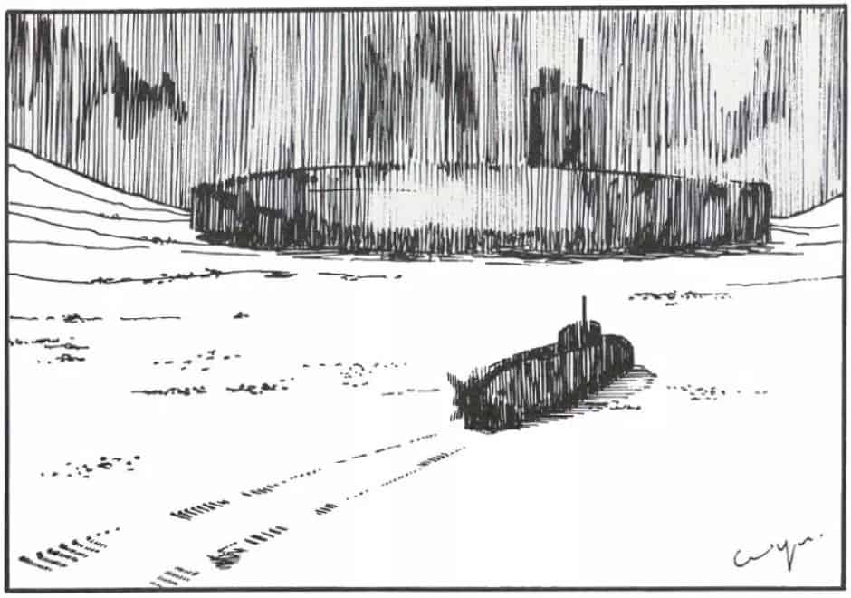 Ilustración sobre un submarino.