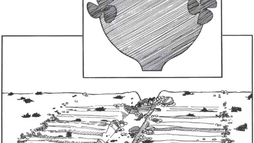 Ilustración de las 'huellas abandonadas' en el lecho arenoso por un pequeño submarino