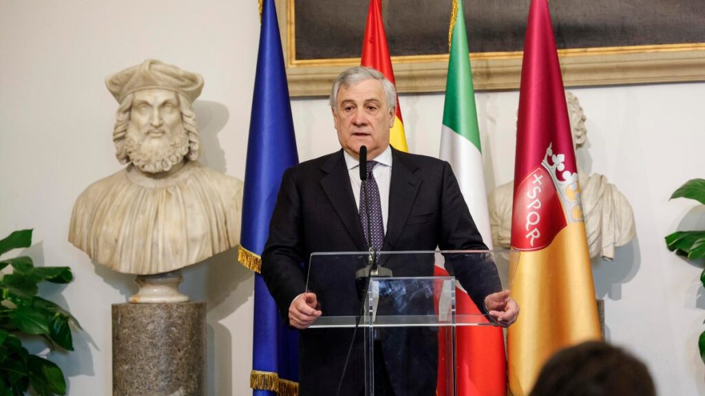 El ministro de Asuntos Exteriores de Italia, Antonio Tajani, en Roma