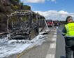 Un autobús con 55 pasajeros se incendia en Navarra sin provocar heridos