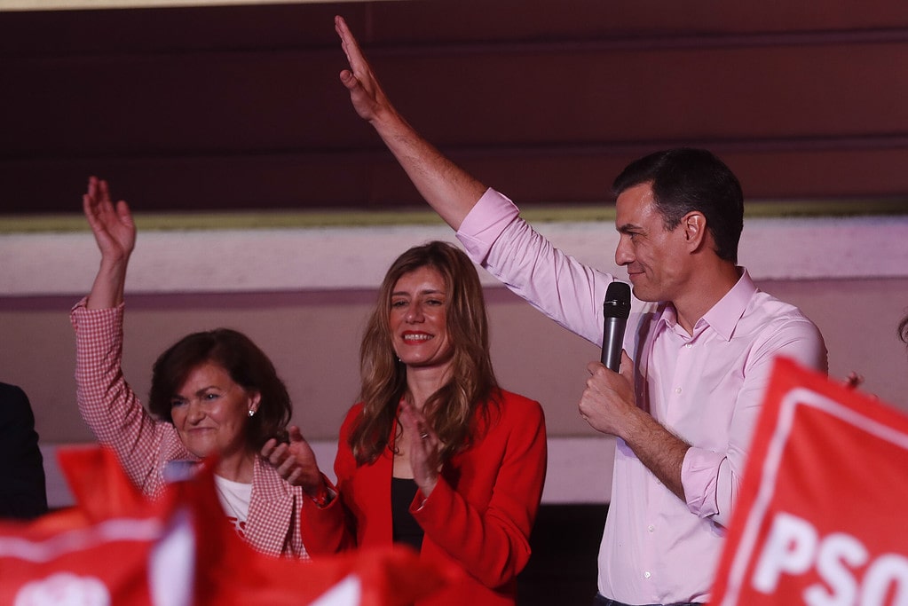 Begoña Gómez y Pedro Sánchez en las elecciones generales de 2019