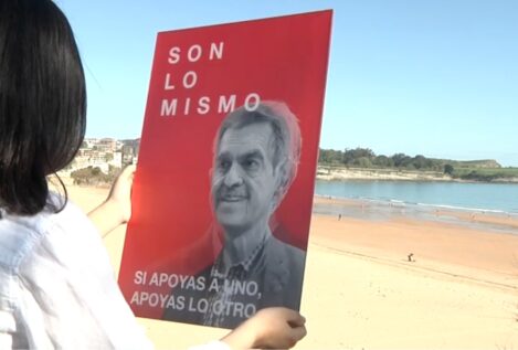 El cartel lenticular con el que el PP denuncia el apoyo de Revilla a Sánchez: «Son lo mismo»