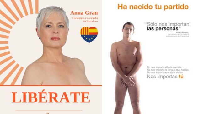 Anna Grau (Cs) se inspira en el desnudo de Albert Rivera de 2006 para su cartel electoral