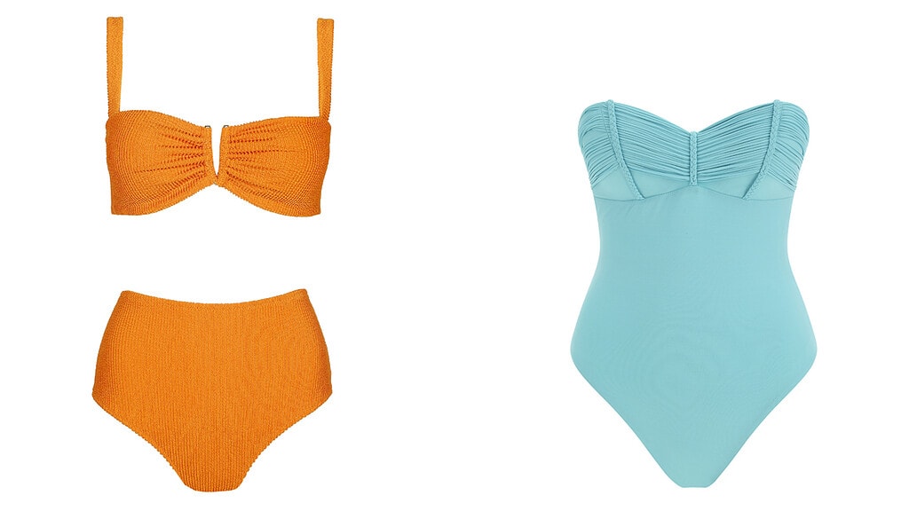 C&A Bikini naranja // GUESS Bañador azul sin tirantes