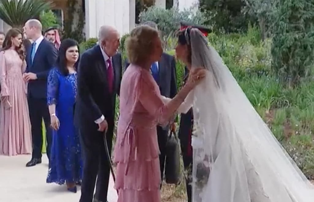 Sofía y Juan Carlos I en la boda del príncipe Hussein